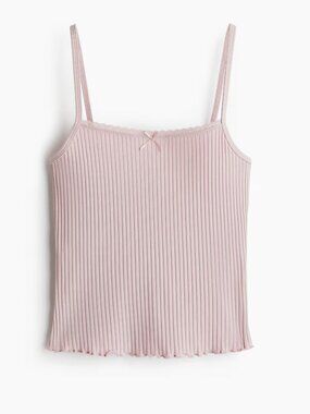 H&M Divided Pink Ribbed Cami Tank Top Size XL NWT